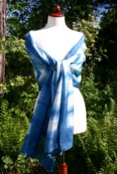 and voila! an indigo dyed shibori silk shawl