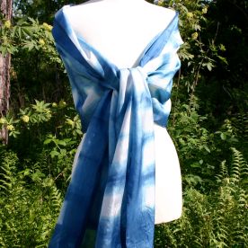 and voila! an indigo dyed shibori silk shawl